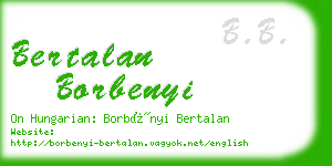 bertalan borbenyi business card